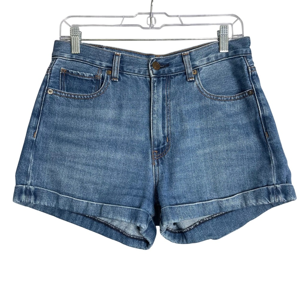 American Eagle Mom Shorts Womens 6 Blue Denim 100% Cotton Cuffed Preppy Classic